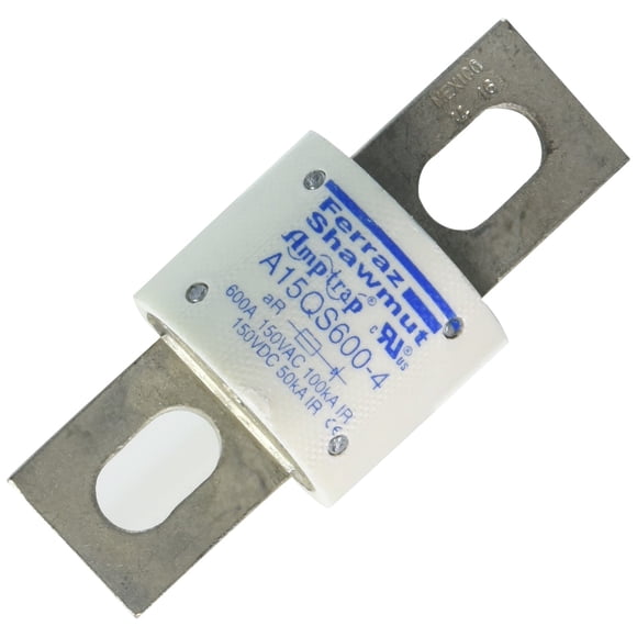 Mersen A15QS Amp-Trap Semiconductor Protection Fuse, 150VAC/DC, 100kA AC/100kA DC, 600 Ampere, 1-1/2" Diameter x 3-1/2" Length