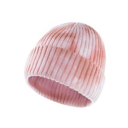 

Dadaria Cowgirl Hats Women Winter Hats For Men And Women Woolen Earmuffs Warm Woolen Hat Tie-dye Dome Flanging Knitted Hat Pink Women Men