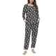 thumbnail image 2 of Conjunto de top y pantalones de poliéster con bolsillos largos y estampado de cuello redondo informal para mujer, 2 of 6