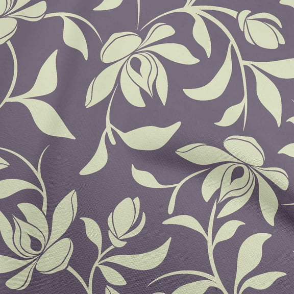 oneOone Polyester Spandex Purple Fabric Floral Magnolia Craft Projects Decor Fabric Printed By The Yard 56 Inch Wide