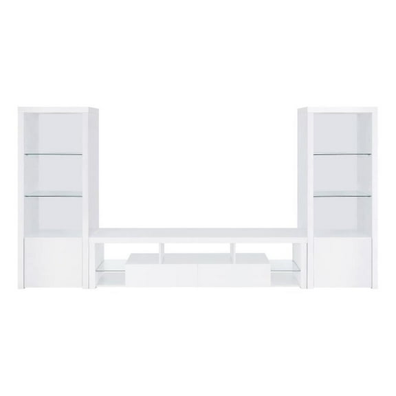 Pemberly Row 3-Piece Modern Wood Entertainment Center in White