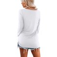 thumbnail image 3 of Fancyglim Womens Blouses Long Sleeve V Neck Casual Basic Tee Shirts White 2XL, 3 of 4