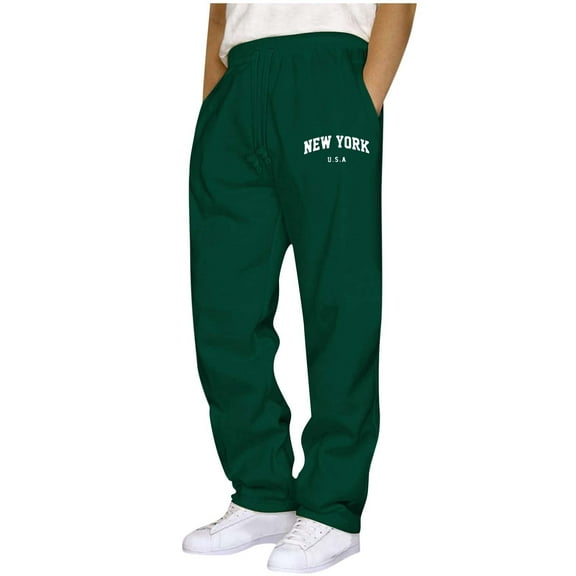 JUUYY Men's Casual Sweatpants Open Bottom Loose Fit Straight Leg Athletic Pants Elastic Waist Drawstring Baggy Sweat Pants with Pockets Green XXL
