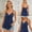Navy, variant on Hueook Tank Top for women V Neck Knit Sleeveless Camisole Spaghetti Straps Summer Knitted Sweater White L