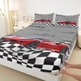 thumbnail image 3 of Homewish Red Racing Car Twin Sheet Sets,Checkerboard Race Flag Twin Fitted Sheet,Red Gray Black Flat Sheet For Boys Kids,Ultra Soft Home Decor,3-Piece, 3 of 7