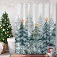 thumbnail image 3 of Small Stall Shower Curtain 36x72 Inch Narrow Half Size Green Christmas Tree Bath Curtains Bathroom Decor, Xmas Yellow Star Snowflake Forest Waterproof Fabric Shower Curtain Set with Hooks 36 Inch, 3 of 8