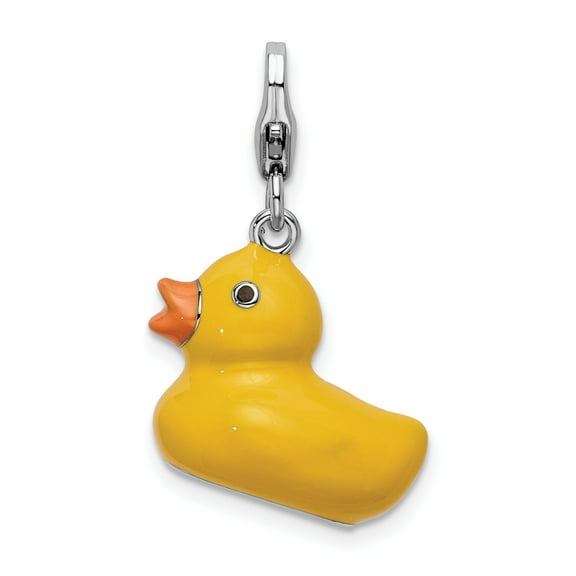 Sterling Silver Rubber Ducky Lobster Clasp Charm