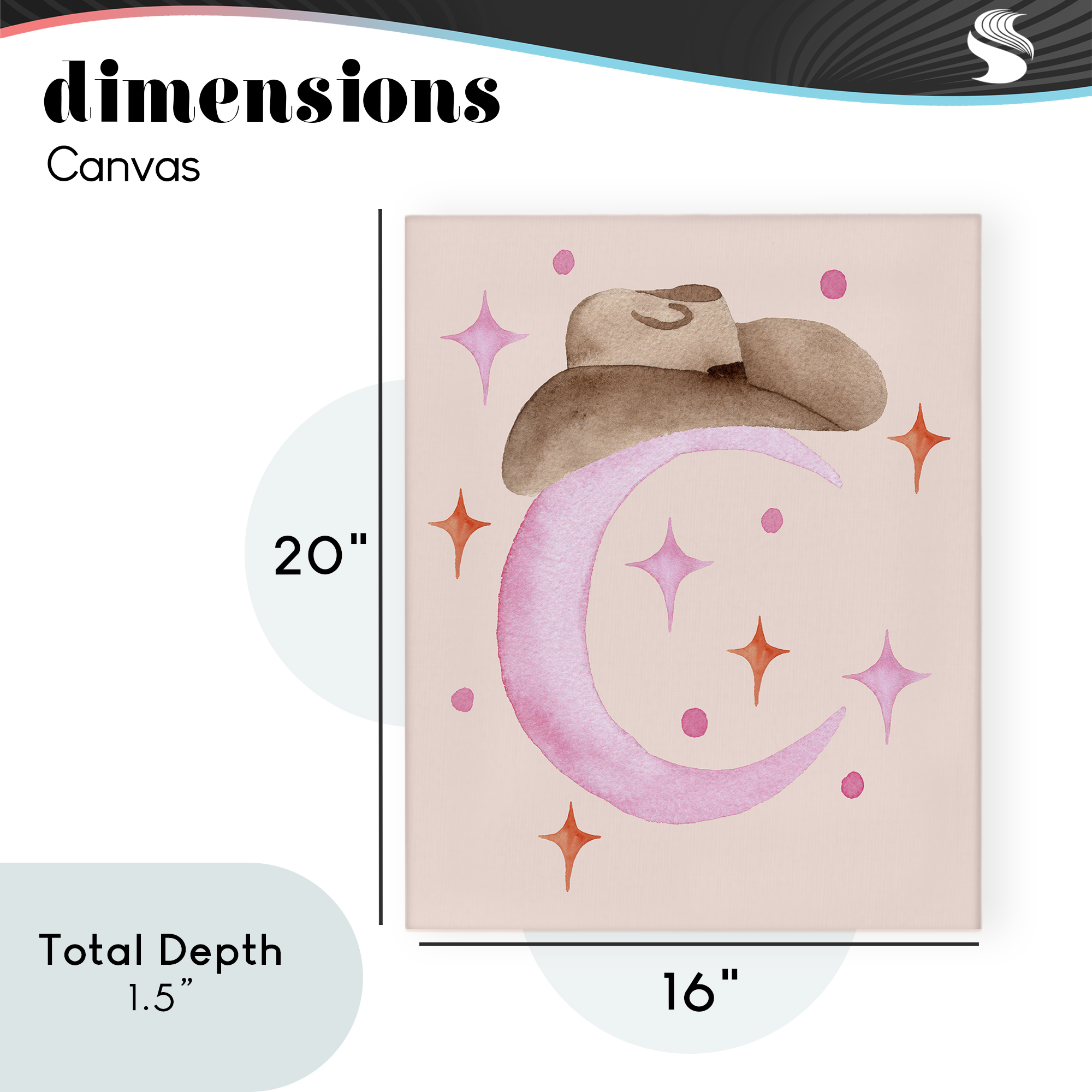 Moon Cowgirl Hat Canvas Wall Art, design by Nina Jacobs