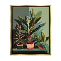Stupell Industries Modern Potted Plants Botanical & Floral Painting Gold Floater Framed Canvas Art Print Wall Art, 25 x 31