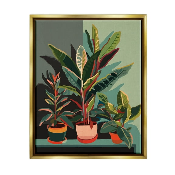 Stupell Industries Modern Potted Plants Botanical & Floral Painting Gold Floater Framed Canvas Art Print Wall Art, 25 x 31