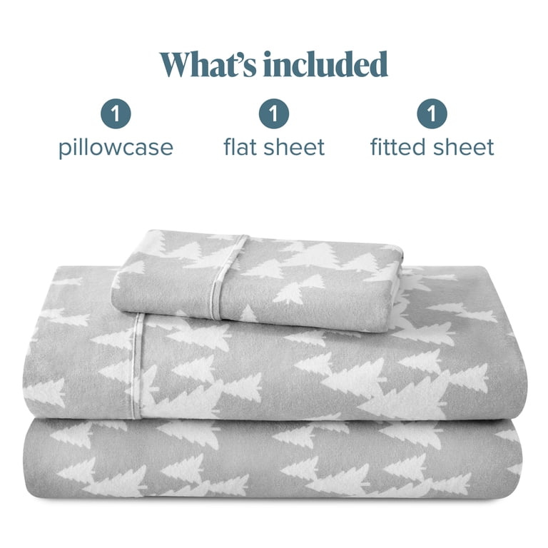 Bare Home Luxury Cotton Flannel Sheet Set, Twin XL, Winter Trees photo 8
