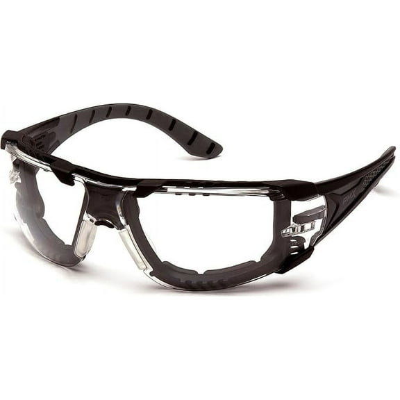 Pyramex Endeavor Plus Safety Glass Black/Gray Frame With Foam Padding Clear