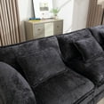 thumbnail image 6 of 3-Seater Overstuffed Chenille Fabric Sofa Couch with Removable Ottoman, L-Shape Modular Sectional Sofa with 3 Waist Pillows,  Soft Deep Seat Upholstered Cloud Couch for Living Room, Black, 6 of 7