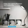 LED Clamp Desk Lamp, 3-Level Dimmable Desk Light 6000K Daylight, Table ...