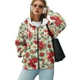 thumbnail image 5 of COEQINE Oversized Women's Hoodie Fashion Full Zipper Sweatshirts Dahlia Green Pattern Long Sleeve Casual Wear Y2K Soft Jacket Fall Outfits Tops with Pockets, XS, 5 of 7