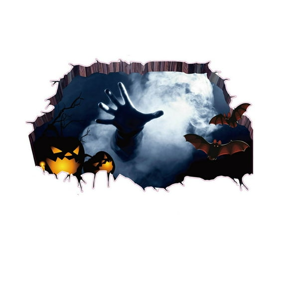 3D Halloween Ghost Hand Bat Bat Wall Sticker PVC Scratching the Cracked Floor Scary Wall Sticker Floor Decals Tattoo PVC Removable Wallpaper