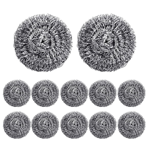 12 Pack Steel Wool Scrubber for Kitchen Cleaning, 2.6 Inch Stainless Steel Scrubber Pads, Metal Scrubber for Dishes, Pots, Pans, Ovens, Grills & Sinks