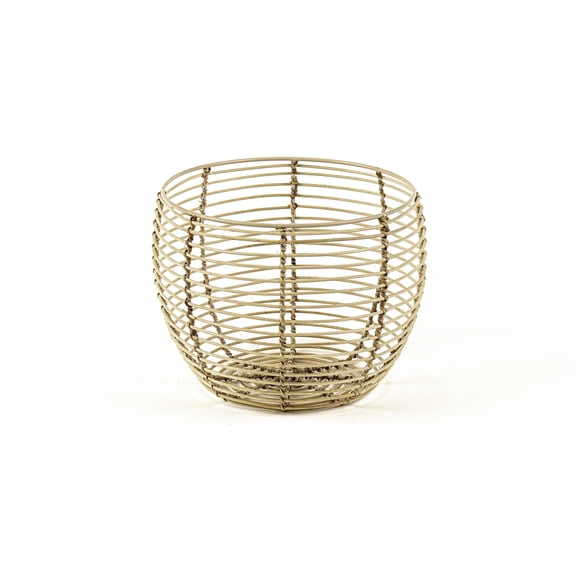 Wicker Village Handmade Round Rattan and Cane Basket 10", Boho Chic Planter
