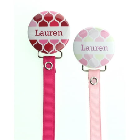 Personalized Name Girls Bright Moroccan Tile Pacifier Clip