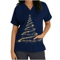 thumbnail image 3 of LSLJS Christmas Scrub Tops Women Plus Size V Neck T Shirts Casual Christmas Tree Printed Work Tops, Gift for Women, S-5XL, 3 of 5