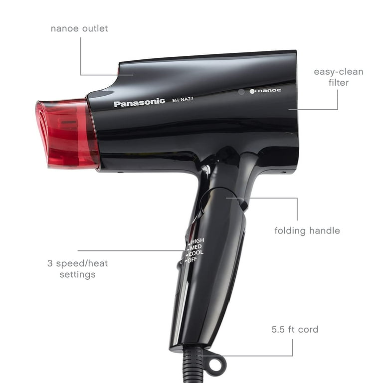 Panasonic Nanoe Compact Travel Hair Dryer with Quick-Dry Nozzle