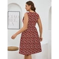 thumbnail image 6 of SHOWMALL Plus Summer Floral Dresses for Women Sleeveless Casual Loose Red Paisley 5X Swing Button Down Midi Dress with Pockets, 6 of 6