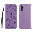 thumbnail image 2 of SaniMore for Samsung Galaxy A13 5G 6.5" 2021 Case, PU Leather Skin with Embossed Cat Flip Magnetic Cover Card Slots Kickstand Detachable Lanyard Full Around Wallet Case for Galaxy A13 5G, Purple, 2 of 9