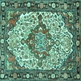 thumbnail image 1 of Ahgly Company Machine Washable Indoor Square Medallion Turquoise Blue Traditional Area Rugs, 8' Square, 1 of 4