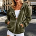 thumbnail image 2 of Trendfront Womens Plush Zip Up Hoodies Hooded Neck Long Balloon Sleeve Front Pockets Relaxed Fit Casual Lounge Sweatshirts, 2 of 5