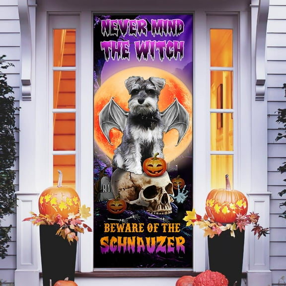 Halloween Door Cover, Halloween Decorations, Beware Of The Schnauzer DBD2796Dv6 - 36" x 80"
