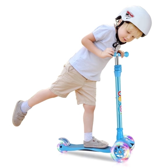 BELEEV Scooters for Kids, 3 Wheel Kick Scooter for Toddlers, 4 Adjustable Height, Lean to Steer, Light up Wheels, Extra-Wide Board for Ages 3-14