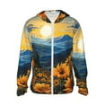 thumbnail image 1 of Balery Elegant Sunset Sunflower Sudadera ligera de manga larga con capucha y protección solar UPF 50+ para hombre y mujer, ideal para pesca y running-Large, 1 of 7