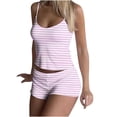 thumbnail image 3 of Wiyuqeen Pajamas for Women Set Two Piece Sleeveless Crop Top and Shorts Cute Striped Print Lounge Cami Pj Set Sleepwear Loungewear, 3 of 9