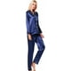 thumbnail image 3 of Conjunto de pijama para mujer, de manga larga, de satén de seda, con botones suaves, ropa de dormir para estar en casa, 3 of 5