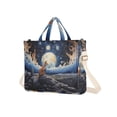 thumbnail image 2 of Fox and Moon Stone Corduroy Tote Bag Handbag Large Messenger Bag Shoulder Crossbody Zipper Bag Purse, 2 of 8