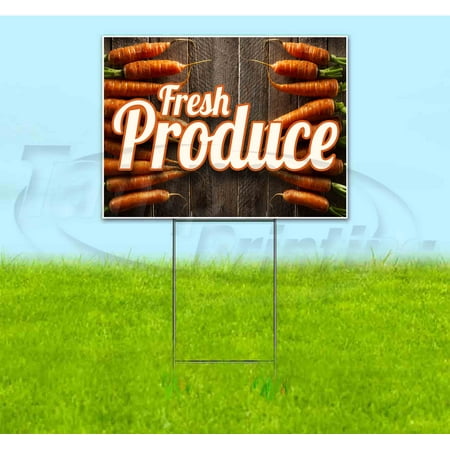Fresh Produce V3 (18" x 24") Yard Sign, Includes Metal Step Stake