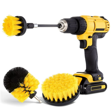 

Gazdag 4 Pcs Drill Brush Attachment Set - Power Scrubber Brush Cleaning Kit - All Purpose Drill Brush with Extend Attachment for Bathroom Surfaces Grout Floor Tub Shower Tile Kitchen and Car