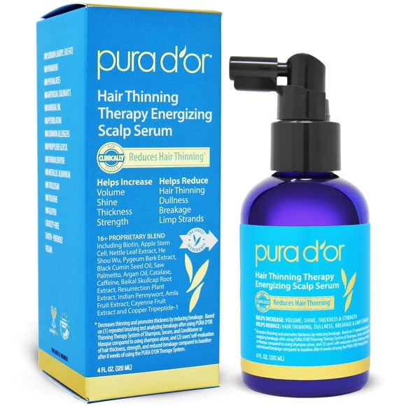 Sérum energizante para tratamiento de adelgazamiento del cabello PURA D'OR, 120 ml