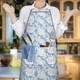thumbnail image 6 of Pioneer Flower Floral Print Pattern Apron-Garden Aprons for Women with Pockets-Cotton Linen Waterproof Kitchen Cooking Gardening Aprons Adjustable for Kitchen,Cooking,BBQ and Salon 33x27 Inch, 6 of 7