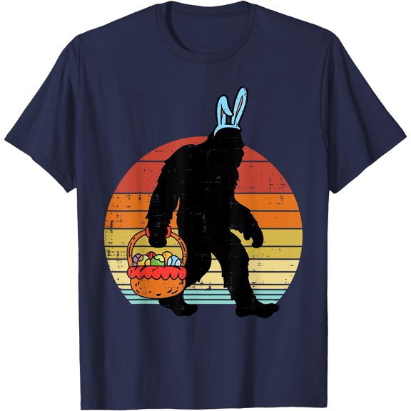 Bigfoot Sasquatch Bunny Easter Eggs Retro Unisex T-Shirt for Men Women Kids Toddler