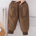 thumbnail image 2 of Great Gifts for less 1-6 Years Boys' Sweatpants Casual Solid Color Pocket Thickened And Flannel Mid Waist Leg Up Pants Brown 5-6 Years, 2 of 4