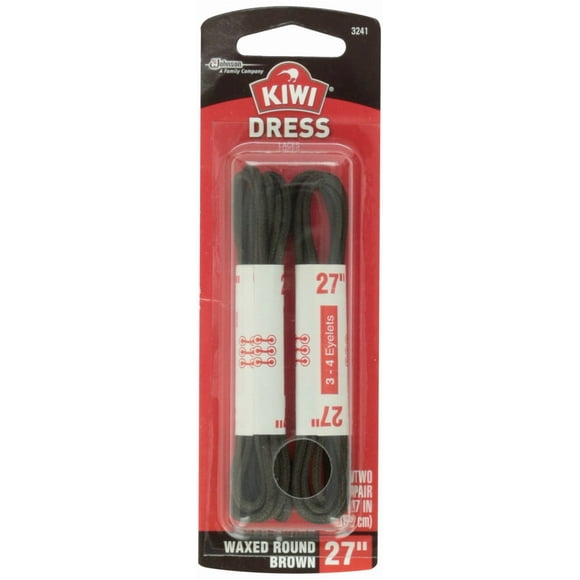 Cordones para zapatos, fibra sintética, 27 cm, cera de kiwi, marrón, 1 par