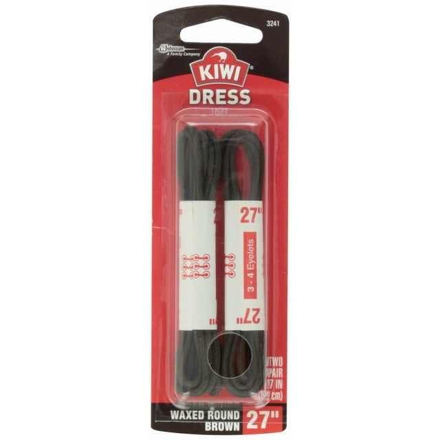 Cordones para zapatos, fibra sintética, 27 cm, cera de kiwi, marrón, 1 par