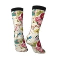 thumbnail image 5 of Uemuo Bird Butterfly Rose Pattern Women's Crew Socks, Soft Durable Breathable Moisture-Wicking with Odor Control Cotton socks, 5 of 9