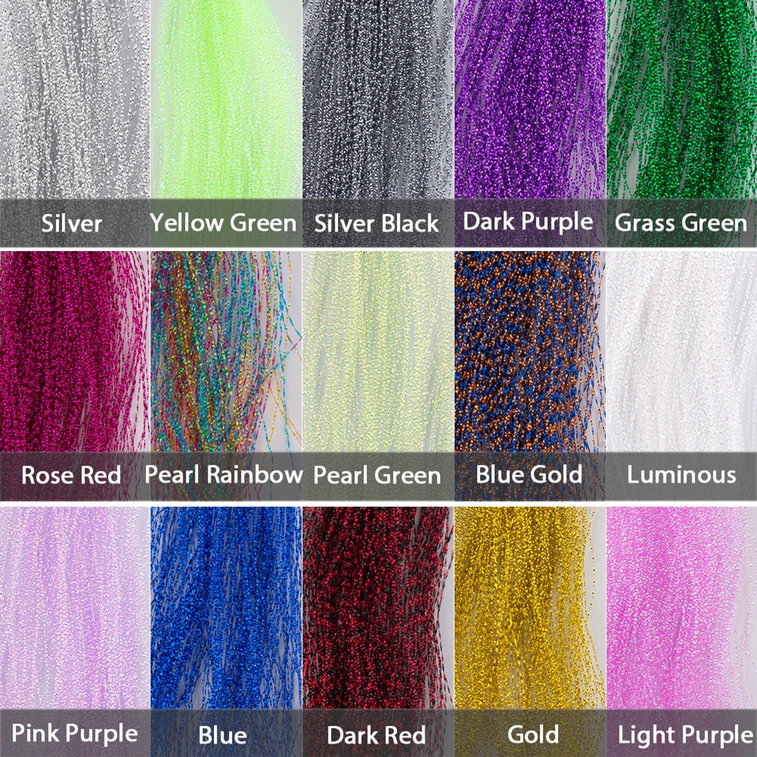 HERCULES 30 Packs Fly Tying Materials, Fly Fishing Line, Spiral Multi-Color Fly Fishing Crystal Flash Flashabou Tinsel for Making Fly Fishing Lure Flies