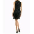 thumbnail image 5 of Nanette Lepore Women's Feather Trim Halter Neck Sequined Party Mini Dress-Black / 10, 5 of 6