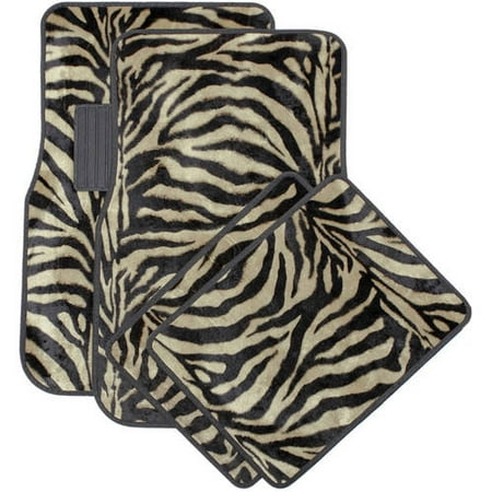 OxGord Front & Back Seat Zebra/Tiger Stripe Carpet Mats for for Car/Truck/Van/SUV