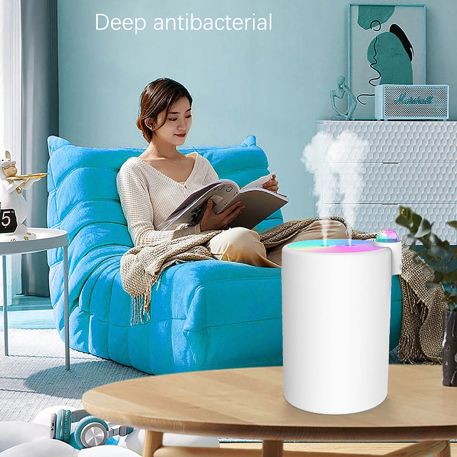 Camnix Humidifiers For Bedroom, 2L Cool Mist Humidifier For Bedroom, USB Portable Desk Humidifier, Quiet Humidifier With 2 Mist Modes And 7-Color Light