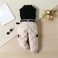 thumbnail image 3 of Hiiyo Infant Girls Outfits Sleeveless Ribbed Tank Top Cargo Pants with Belt, Sizes 12M-5T, 3 of 8