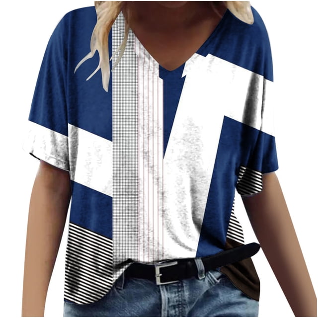 T-shirts Graphiques pour Femmes Mode Femmes Impression Décontractée Col en V Manches Courtes T-Shirt Ample Hauts T-Shirts à Manches Courtes pour Femmes Hauts à Manches Courtes pour Femmes T-Shirts Sois Gentille pour Femmes